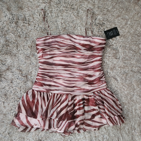 Free People Retrofete Shaniece Mini Dress Earl Rose Zebra Pink Women's Size XL - Picture 3 of 13
